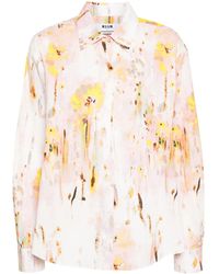 MSGM - Abstract-Pattern Poplin Shirt - Lyst