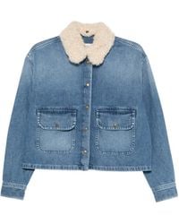 Moncler - Teddy Trim Denim Shirt - Lyst