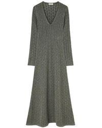 RETORI - Floral-Stitch Jacquard-Knit V-Neck Maxi Dress - Lyst