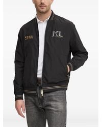 Karl Lagerfeld - Logo-Detail Ribbed-Trim Bomber Jacket - Lyst