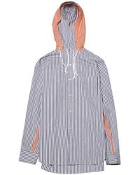 Comme des Garçons - Gestreept Overhemd Met Trekkoord Capuchon - Lyst