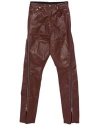 Rick Owens - Jean En Cuir À Détails De Zips - Lyst