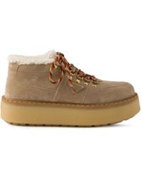 Prada - Shearling-Lined Suede Booties - Lyst