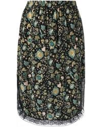Zadig & Voltaire - Jozy Floral-Print Silk Midi Skirt - Lyst