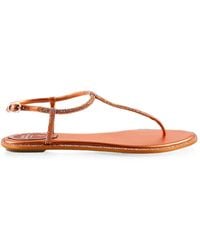 Rene Caovilla - Crystal-Embellished Flat Sandals - Lyst