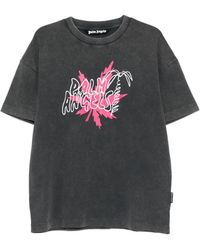 Palm Angels - Logo-Print Faded-Effect T-Shirt - Lyst