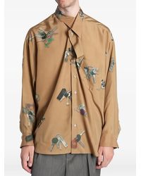 Magliano - Key-Print Draped-Neck Shirt - Lyst