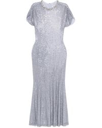 Self-Portrait - Rhinestone-Embellished Midi Dress - Lyst