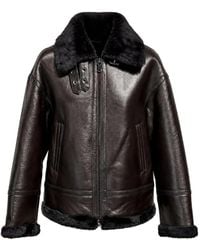 Poche Paris - Shearling-Trim Leather Jacket - Lyst
