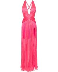 IRIS SERBAN - Claire V-Neck Plissé Gown - Lyst