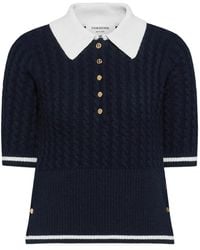 Thom Browne - Cable-Stitch Polo Shirt - Lyst