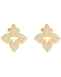 Roberto Coin - 18kt Yellow Gold Venetian Princess Diamond Stud Earring - Lyst