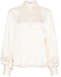 Brunello Cucinelli - Balloon-Sleeve Silk Shirt - Lyst