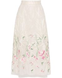 Elie Saab - Floral-embroidered Tulle Skirt - Lyst