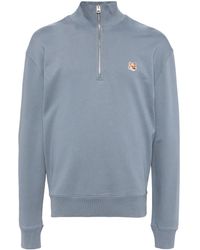 Maison Kitsuné - Sweater Met Vossenkop Patch En Halve Rits - Lyst