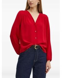 Morgan - Gathered V-Neck Blouse - Lyst