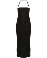 Nanushka - Ruched Halterneck Midi Dress - Lyst