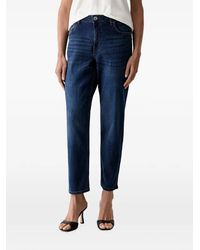 Fracomina - Carrot Logo-Plaque Whiskered Jeans - Lyst