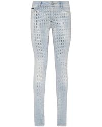 Philipp Plein - Crystal-embellished Pinstripe Jeans - Lyst