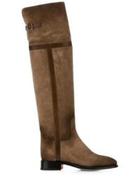 Santoni - Buckle-Detail Suede Knee-High Boots - Lyst