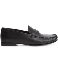Tommy Hilfiger - Th Monogram Logo-Plaque Leather Penny Loafers - Lyst