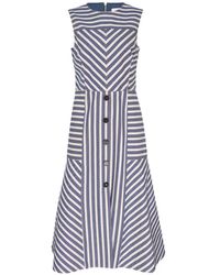Carolina Herrera - Striped Button-Detail Midi Dress - Lyst