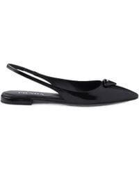 Prada - Pointed-Toe Slingback Ballet Flats - Lyst