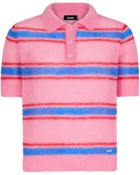 DSquared² - Striped Knitted Polo Shirt - Lyst