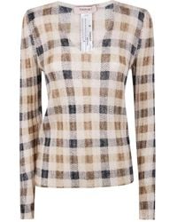 Twinset - Check Print V-Neck Sweater - Lyst
