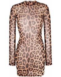 Philipp Plein - Leopard-Print Mock Neck Dress - Lyst