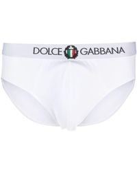 Dolce & Gabbana - Slip en coton stretch à taille logo - Lyst