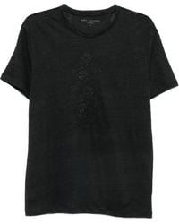 John Varvatos - Floral-Embroidered Crew-Neck T-Shirt - Lyst
