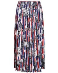 Thom Browne - Striped-Pattern Graphic-Print Pleated Maxi Skirt - Lyst