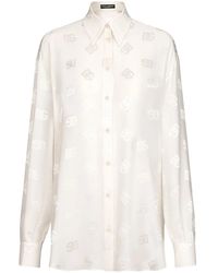 Dolce & Gabbana - Dg-Logo Jacquard Silk Shirt - Lyst