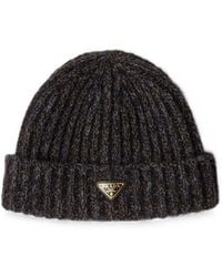 Prada - Mouliné Cashmere And Wool Beanie - Lyst
