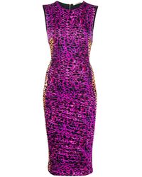 Roberto Cavalli - Leopard-print Fitted Dress - Lyst