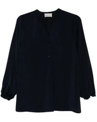 Hemisphere - Blouse Froncée À Col V - Lyst