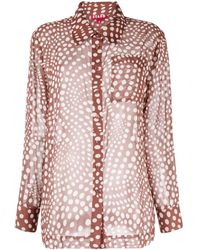 STAUD - Graphic-Print Semi-Sheer Shirt - Lyst