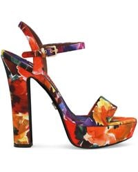 Dolce & Gabbana - Floral-print Platform Sandals - Lyst