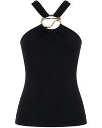 Coperni - Halterneck Metal-Logo Cotton Blouse - Lyst
