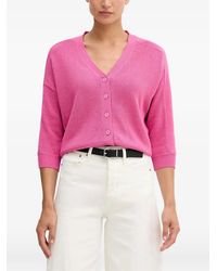 MARC AUREL - V-Neck Three-Quarter Sleeve Cardigan - Lyst