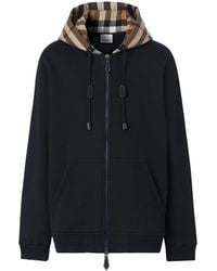 Burberry - Check-pattern Zip-up Hoodie - Lyst