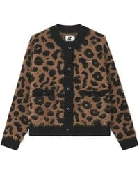 Izzue - Leopard-Print Brushed-Knit Cardigan - Lyst
