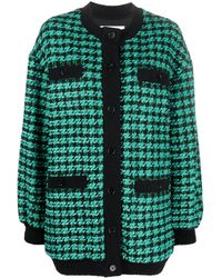 MSGM - Houndstooth-pattern Tweed Cardi-coat - Lyst