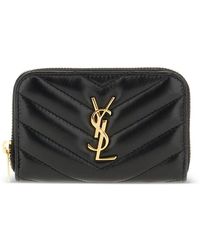 Saint Laurent - Cassandre Quilted-Leather Zip Wallet - Lyst