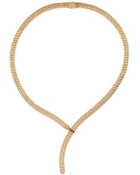 Officina Bernardi - 18kt Yellow Gold Enigma Y Ruby And Diamond Necklace - Lyst