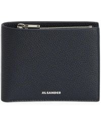 Jil Sander - Portafoglio Con Zip E Logo Goffrato - Lyst