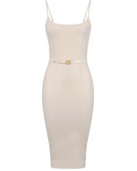 Elisabetta Franchi - Ärmelloses Kleid mit Gürtel - Lyst