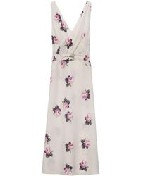 Prada - Floral-Print Sablé Midi Dress - Lyst