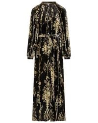Pierre Louis Mascia - Velvet Floral-Print Maxi Dress - Lyst